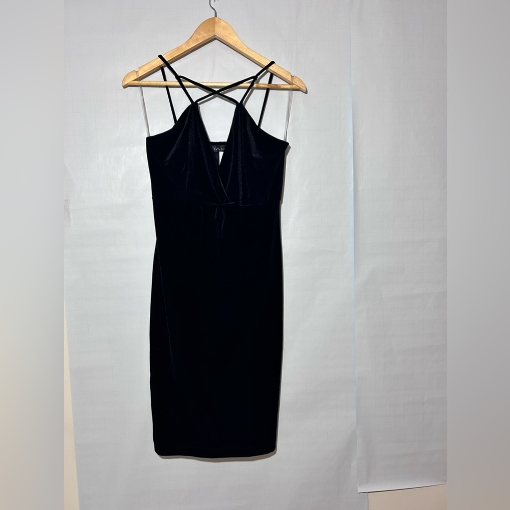 Yaya& co CROSS OVER VELVET MIDi dress  black l